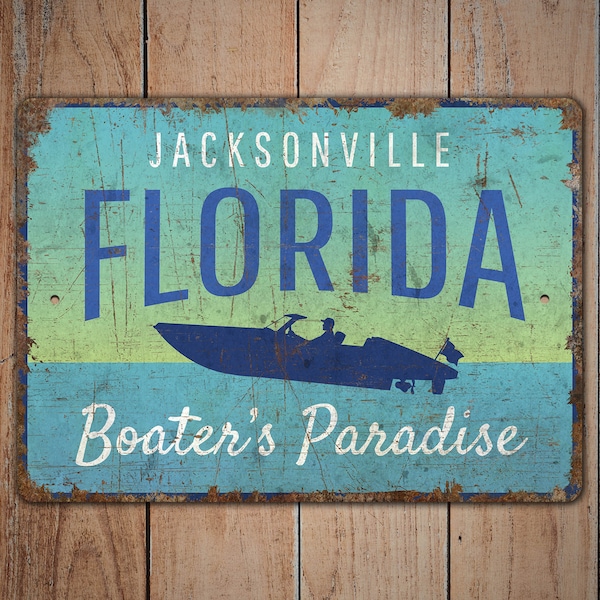 Boater's Paradise - Florida Beach Sign - Beach  Decor - Florida Beach Decor - Vintage Style Sign - Premium Quality Rustic Metal Sign
