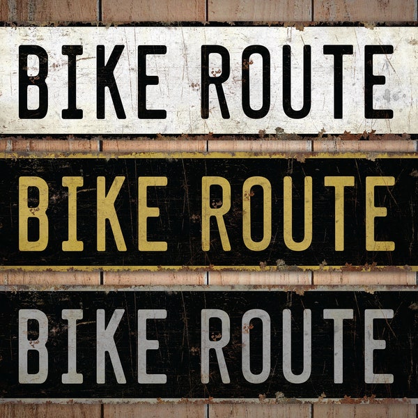 Bike Route - Bike Route Sign - Vintage Style Sign - Bike Riding Route - Bike Route Decor - Route Sign - Premium Quality Rustic Metal Sign