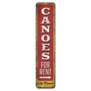 Canoe Rental Sign - Canoe Rental Decor - Canoe Rental Shop - Custom Canoe Rental - Vintage Style Sign - Premium Quality Rustic Metal Sign