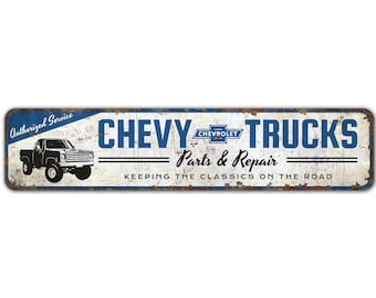 Chevy Trucks Sign - Chevy Truck Garage Sign - Chevy Lover Gift - Garage Decor - Vintage Style Sign - Premium Quality Rustic Metal Sign