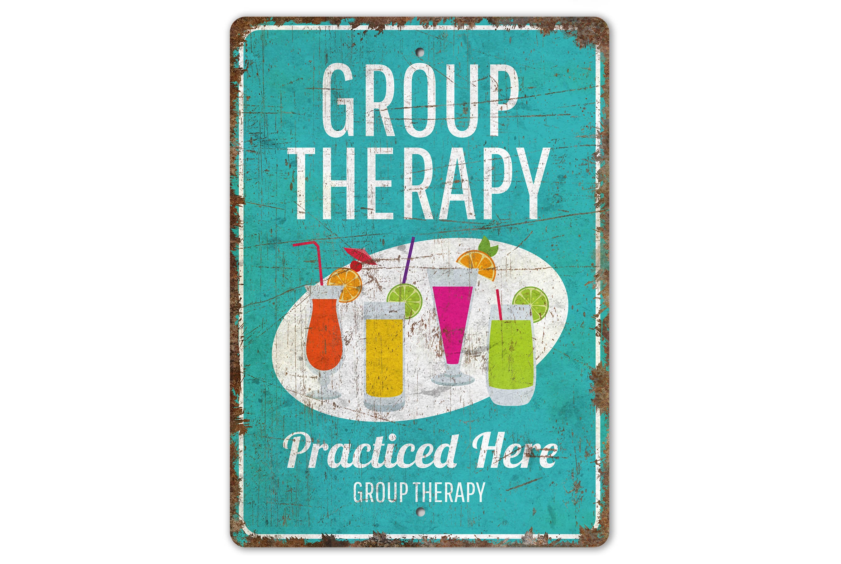 Group Therapy Here - Beer Bar Sign - Beer Bar Decor - Pub Decor - Pub Sign - Vintage Style Sign - Premium Quality Rustic Metal Sign
