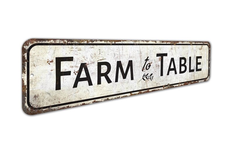 a sign that says farm to table on a white background