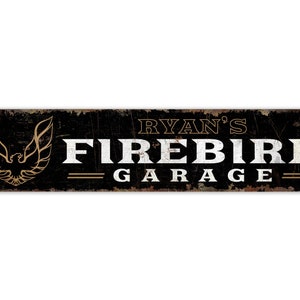 Panneau de garage Firebird - panneau de garage de voiture - panneau de garage personnalisé - décoration de garage de voiture - panneau de Style vintage - panneau en métal rustique de qualité supérieure