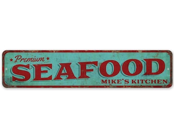 Seafood Sign - Seafood Restaurant - Seafood Decor - Custom Seafood Sign - Vintage Style Sign - Premium Quality Rustic Metal Sign