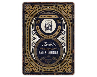 Hand Selected Bourbon Served Here Sign - Family Bar Sign - Bar Decor - Pub Decor - Vintage Style Sign - Premium Quality Rustic Metal Sign
