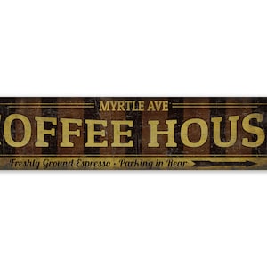 Coffee House Sign - Coffeehouse Arrow Sign - Vintage Style Sign - Coffee House Decor- Premium Quality Rustic Metal Sign