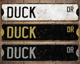 Duck - Duck Sign - Duck Decor - Vintage Style Sign - Custom Street Sign - Premium Quality Rustic Metal Sign
