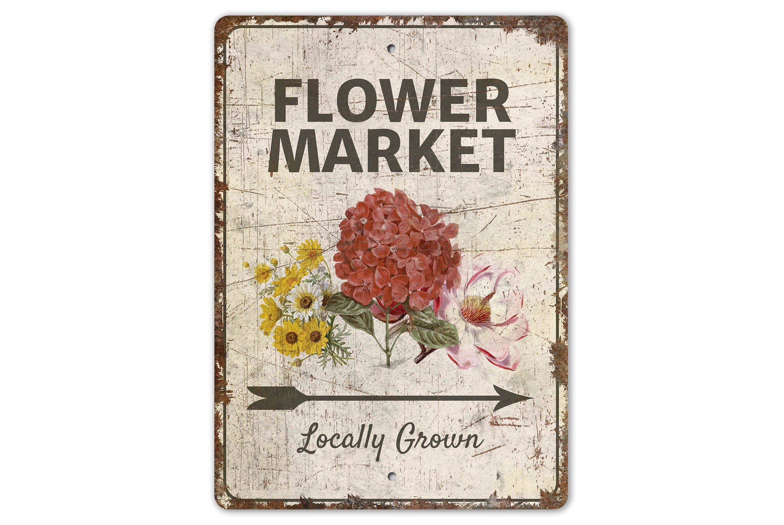 Flower Market - Flower Market Sign - Flower Market Decor - Fresh Flower Market - Vintage Style Sign - Premium Quality Rustic Metal Sign