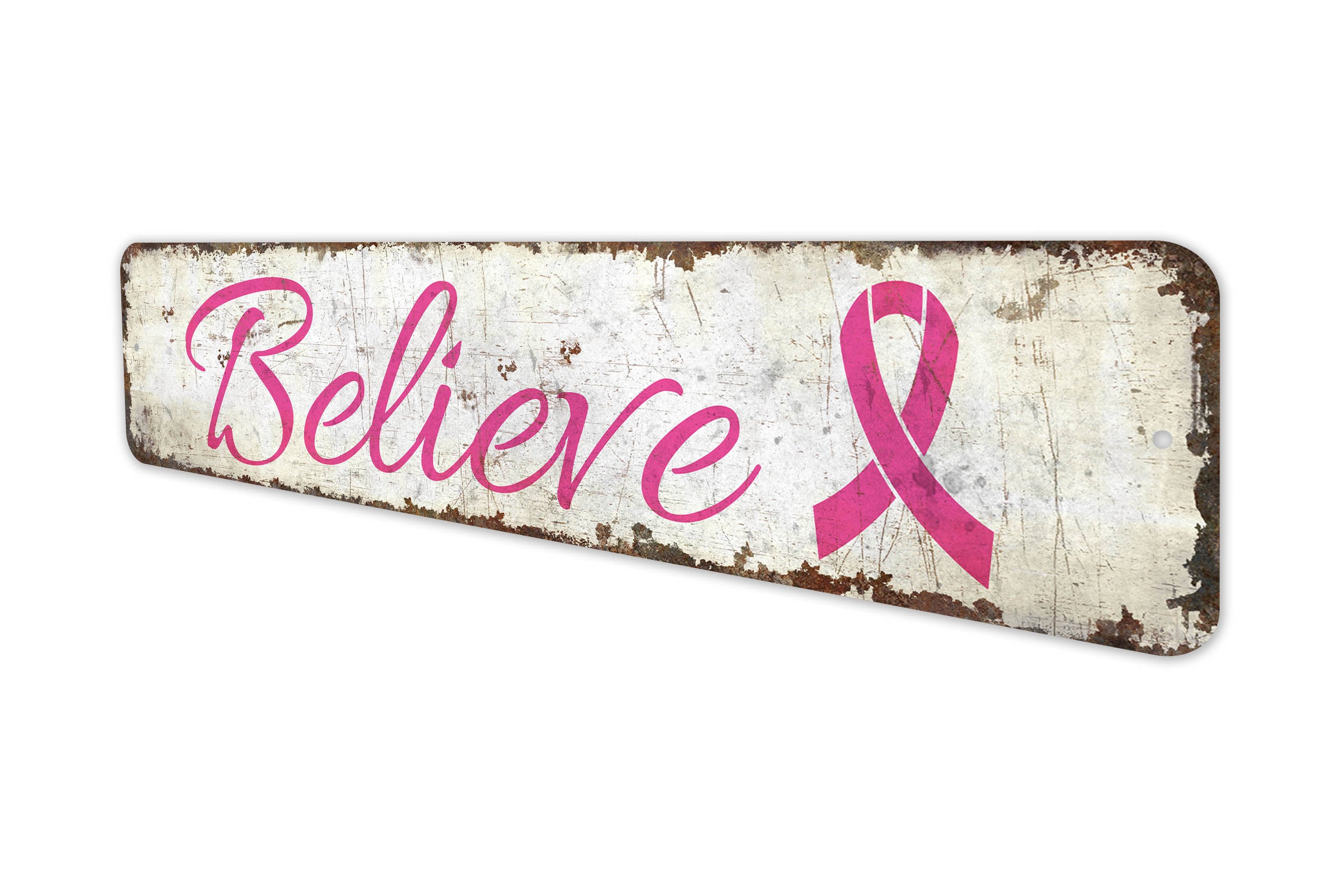 Rustic Cancer Ribbon Images Believe Sign - Pink Ribbon Sign - Cancer Fighter Sign - Cancer Survivor ...