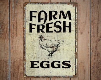 Farm Fresh Eggs - Farm Fresh Eggs Sign - Fresh Eggs Sign - Egg Farm Decor - Vintage Style Sign - Premium Quality Rustic Metal Sign