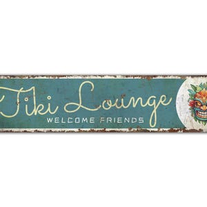 Tiki Lounge Sign - Welcome To Tiki Bar Sign - Tiki Bar Sign - Tiki Lover Gift - Vintage Style Sign - Premium Quality Rustic Metal Sign