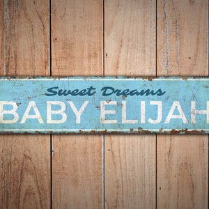 Letrero de dulces sueños - Letrero de habitación para niños - Decoración de la habitación de los niños - Letrero de estilo vintage - Letrero de texto personalizado - Letrero de metal rústico de calidad premium