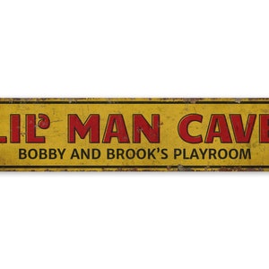 Lil Man Cave - Man Cave Sign - Man Cave Decor - Vintage Style Sign - Custom Text Sign - Premium Quality Rustic Metal Sign