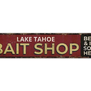 Bait Shop - Bait Shop Sign - Bait Shop Decor - Vintage Style Sign - Custom Text Sign - Premium Quality Rustic Metal Sign