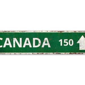 Canada Sign - Custom Arrow Sign - Destination Sign - Vintage Style Sign - Country Arrow Sign - Premium Quality Rustic Metal Sign