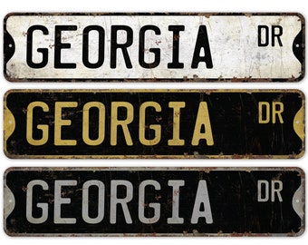 Georgia - Georgia Sign - Georgia Decor - Vintage Style Sign - Custom Street Sign - Premium Quality Rustic Metal Sign