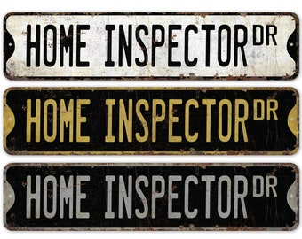 Ispettore domestico - Cartello dell'ispettore domestico - Decorazioni per ispettori domestici - Cartello in stile vintage - Cartello stradale personalizzato - Cartello in metallo rustico di qualità premium