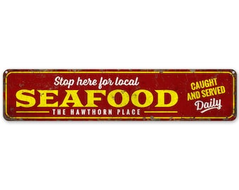 Seafood Sign - Seafood Restaurant - Seafood Decor - Custom Seafood Sign - Vintage Style Sign - Premium Quality Rustic Metal Sign