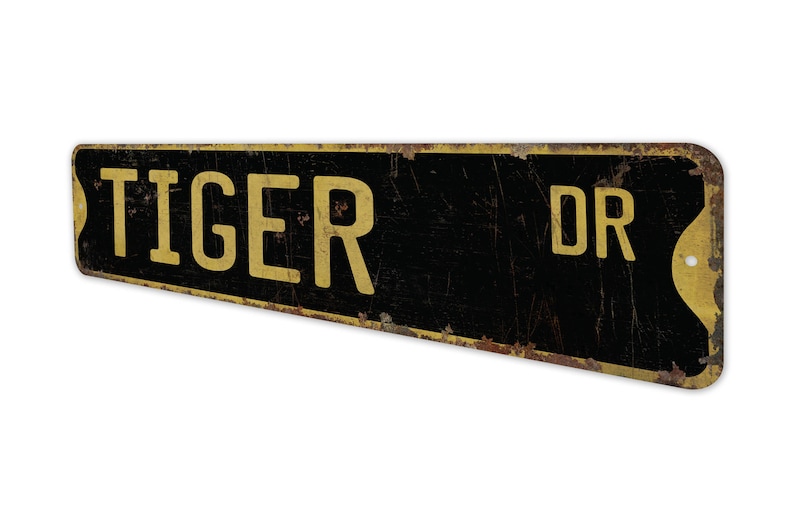 Tigre - Letrero de tigre - Decoración de tigre - Amante del tigre - Letrero de calle personalizado - Decoración de calle personalizada - Letrero de metal rústico de primera calidad imagen 6