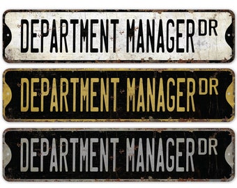 Department Manager - Department Manager Sign - Department Manager Decor - Vintage Style Sign - Premium Quality Rustic Metal Sign