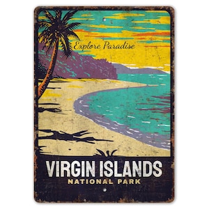 Virgin Islands National Park - Nature Lover Gift - National Park Sign - Park Decor - Vintage Style Sign - Premium Quality Rustic Metal Sign