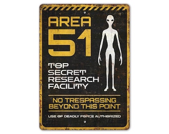 Area 51 Warning Metal Sign – Vintage Distressed Wall Plaque for