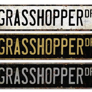 Grasshopper - Grasshopper Sign - Grasshopper Decor - Vintage Style Sign - Custom Street Sign - Premium Quality Rustic Metal Sign