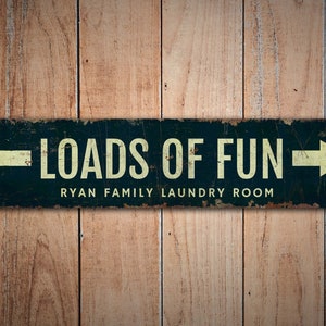 Loads of Fun Laundry - Laundry Room Sign - Laundry Room Decor - Laundry Decor - Vintage Style Sign - Premium Quality Rustic Metal Sign