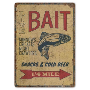 Live Bait - Live Bait Sign - Bait Shop Decor - Bait Shop Sign - Beach Pub Sign - Vintage Style Sign - Premium Quality Rustic Metal Sign