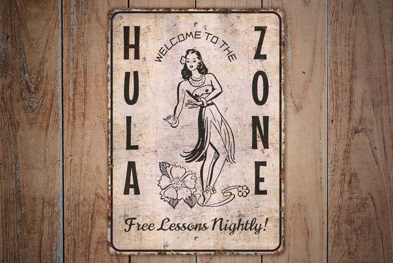 Hula Zone Sign - Free Lesson Sign - Beach Dance Sign - Beach Sign ...