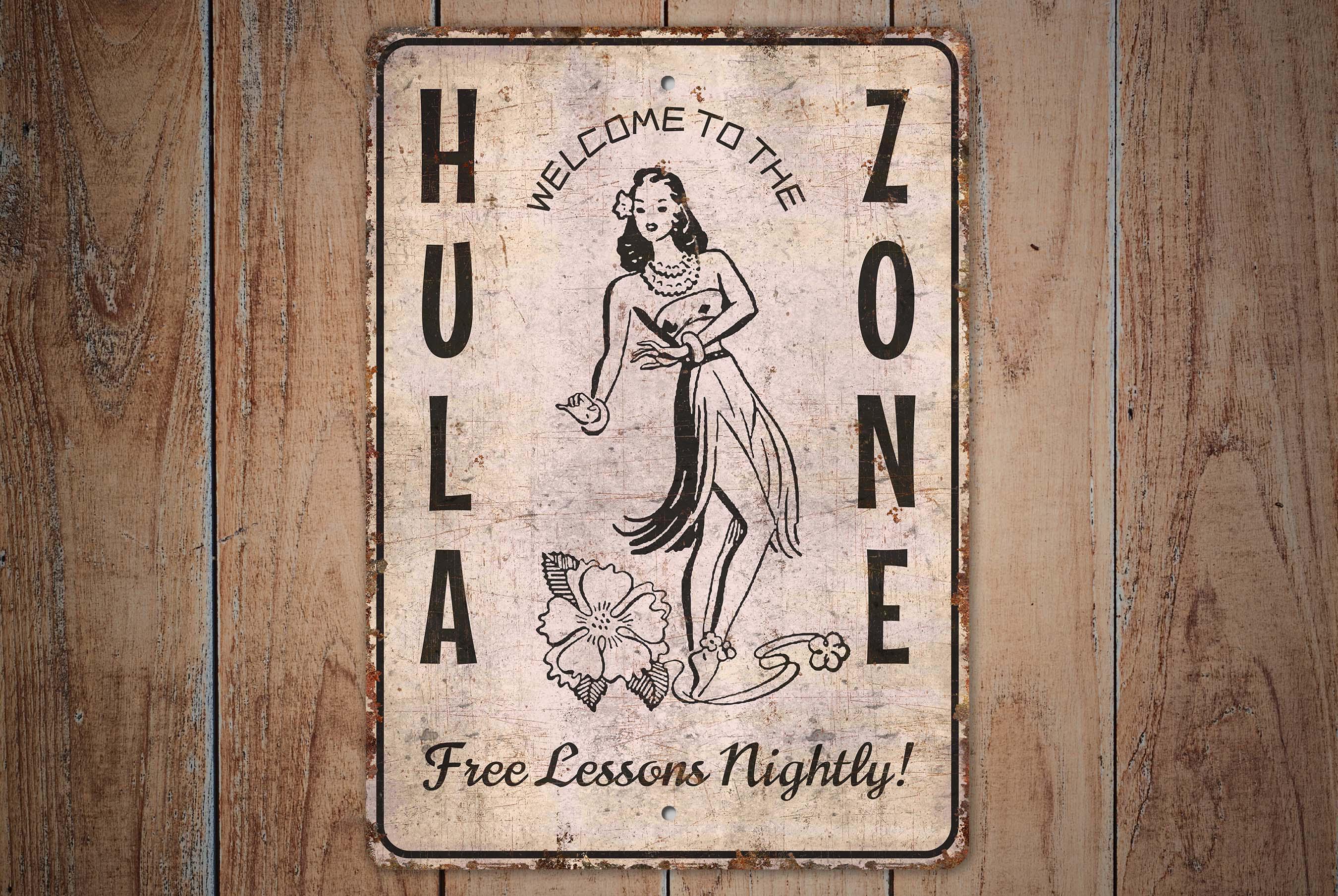 Hula Lessons Signs Hula Zone Sign - Free Lesson Sign - Beach Dance Sign - Beach Sign ...