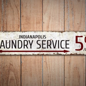 Laundry 5 Cent - 5 Cent Laundry - Laundry Direction - Laundry Arrow Sign - Vintage Style Sign - Premium Quality Rustic Metal Sign