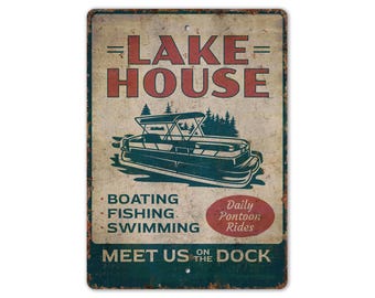 Lake House Sign - Lake Lover Gift - Lake House Decor - Fishing Lover - Lake House - Vintage Style Sign - Premium Quality Rustic Metal Sign