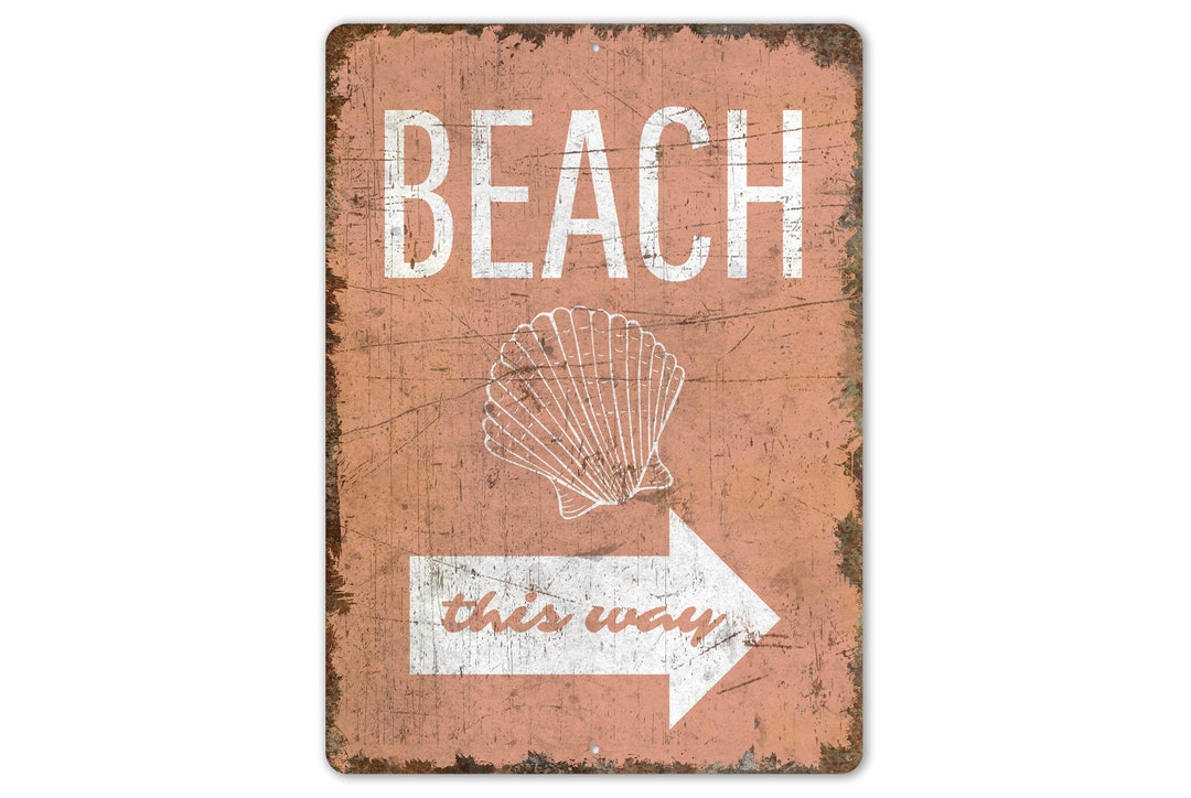 Beach This Way - Beach Direction Sign - Beach Sign - Vintage Style Sign ...