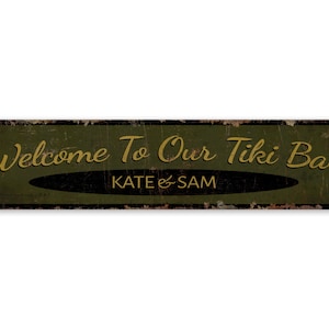 Welcome To Tiki Bar - Vintage Style Sign - Custom Tiki Bar Sign - Tiki Bar Decor - Tiki Bar Sign - Premium Quality Rustic Metal Sign