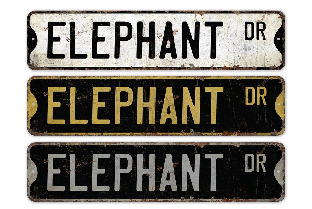 Elephant - Elephant Sign - Elephant Decor - Vintage Style Sign - Custom ...
