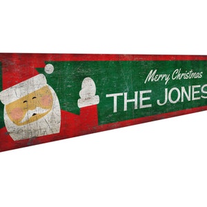 Waving Santa Merry Christmas Sign - Green Background Christmas Decor - Christmas Wall Art - Santa Merry Christmas - Christmas Outdoor Sign