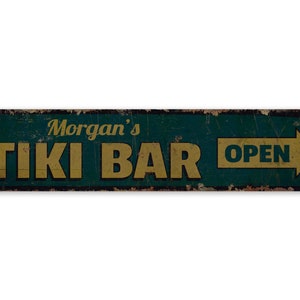 Tiki Bar Sign - Vintage Style Sign - Custom Tiki Bar Sign - Tiki Bar Decor - Tiki Bar Arrow Sign - Premium Quality Rustic Metal Sign