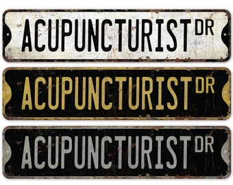 Acupunturista - Letrero de acupunturista - Decoración de acupunturista - Letrero vintage - Letrero de calle personalizado - Letrero metálico rústico de primera calidad