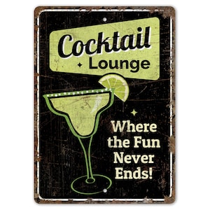 Cocktail Lounge Sign - Cocktail Lounge - Cocktail Lounge Decor - Pub Decor - Vintage Style Sign - Premium Quality Rustic Metal Sign