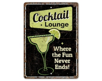 Cocktail Lounge Sign - Cocktail Lounge - Cocktail Lounge Decor - Pub Decor - Vintage Style Sign - Premium Quality Rustic Metal Sign