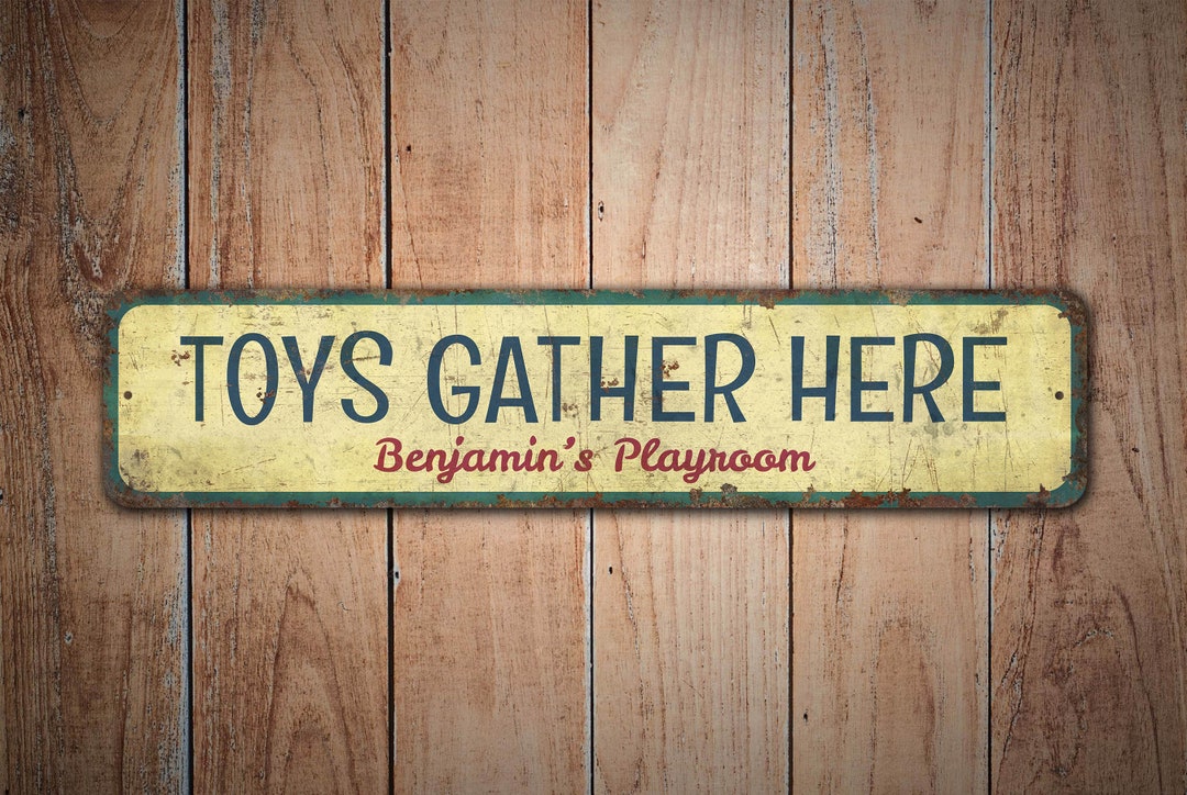 Toys Gather Here - Kids Room Sign - Kids Room Decor - Vintage Style ...