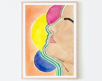 Rise Up, Custom Portrait, Watercolor, Giclee Print, Modern Portrait,