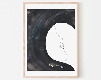 Below the Earth, Abstract, Custom Portrait, Giclee Print, Watercolor, Modern Portrait