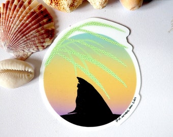Tropical Shark Fin Sticker - Heavy Duty Vinyl Waterproof Great White Shark