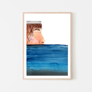 Sink or Swim Watercolor Giclee Print Ocean Portrait