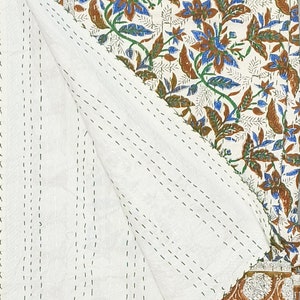 New Hand Block Print Cotton Quilt Reversible Indian Quilt New Floral Print Quilt