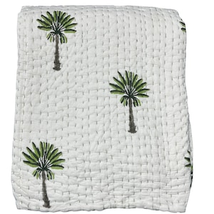 Jaipuri palmboom handgemaakte kantha-quilt katoen zacht fijn katoen hand blokdruk kantha-quilt katoen 100% katoen handgemaakte kantha-quilt