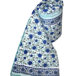 Blue Floral Jaipuri Hand Block Printed Quilt Soft Smooth Reversible Quilt Bedspread Blanket Home Decor Throw Bedding
