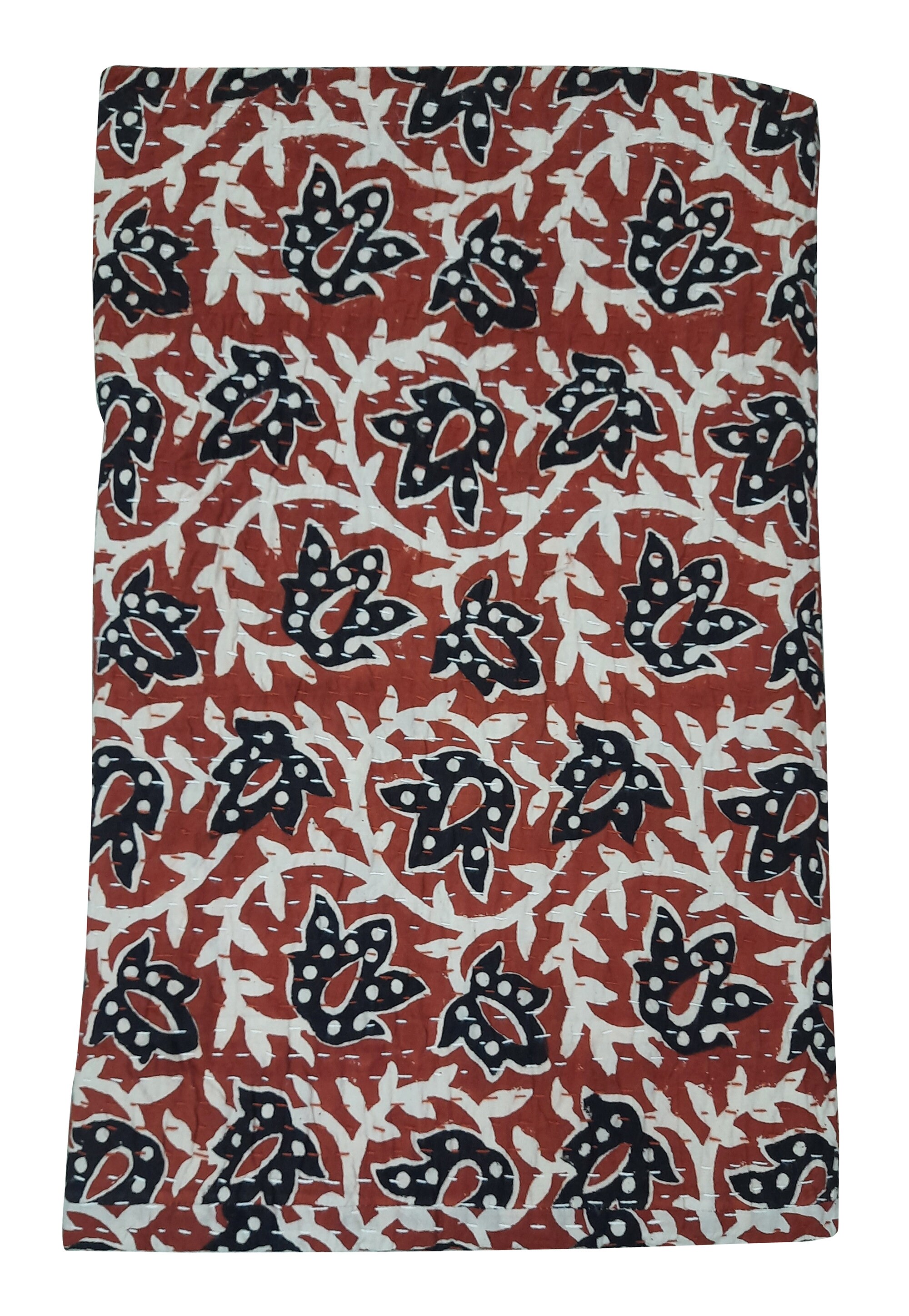 Indian Kantha Quilt Block Printed Kantha Blanket Cotton Kantha Etsy